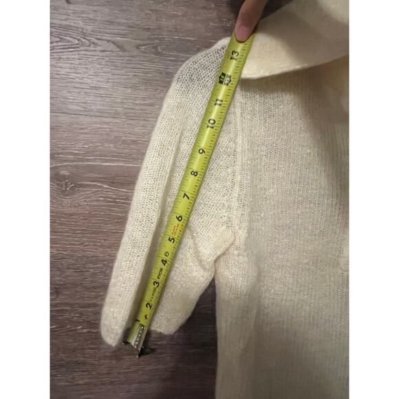 H&M Mohair wool blend collared top  size S beige cream henley preppy minimalist - Picture 6 of 7